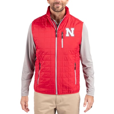  Nebraska Huskers Cutter & Buck Rainier Eco Insulated PrimaLoft Full-Zip Puffer Vest - Red